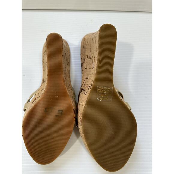 Steve Madden Strappy Wedge Sandals Gold Kaillee Size 10 - Picture 3 of 5